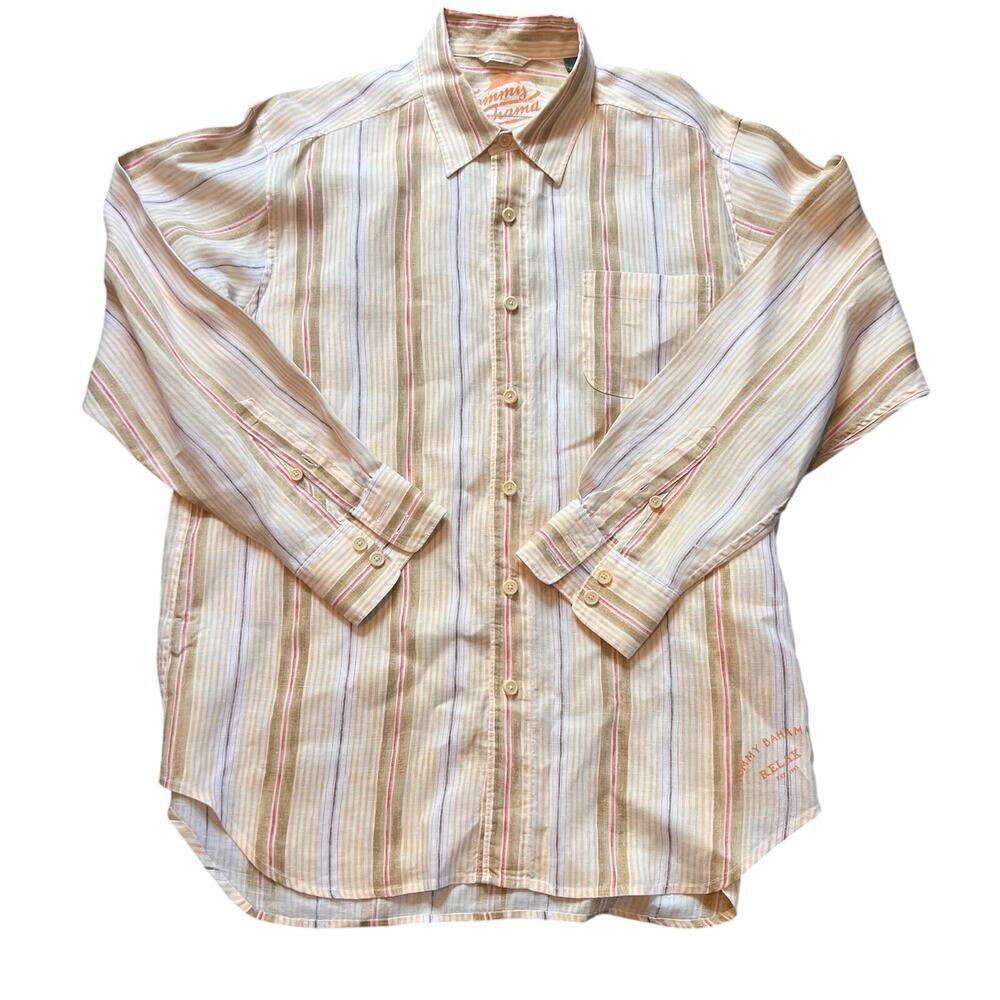 Tommy Bahama Relax 100% Linen Button Up Long Sleeve Men's.  Size Large